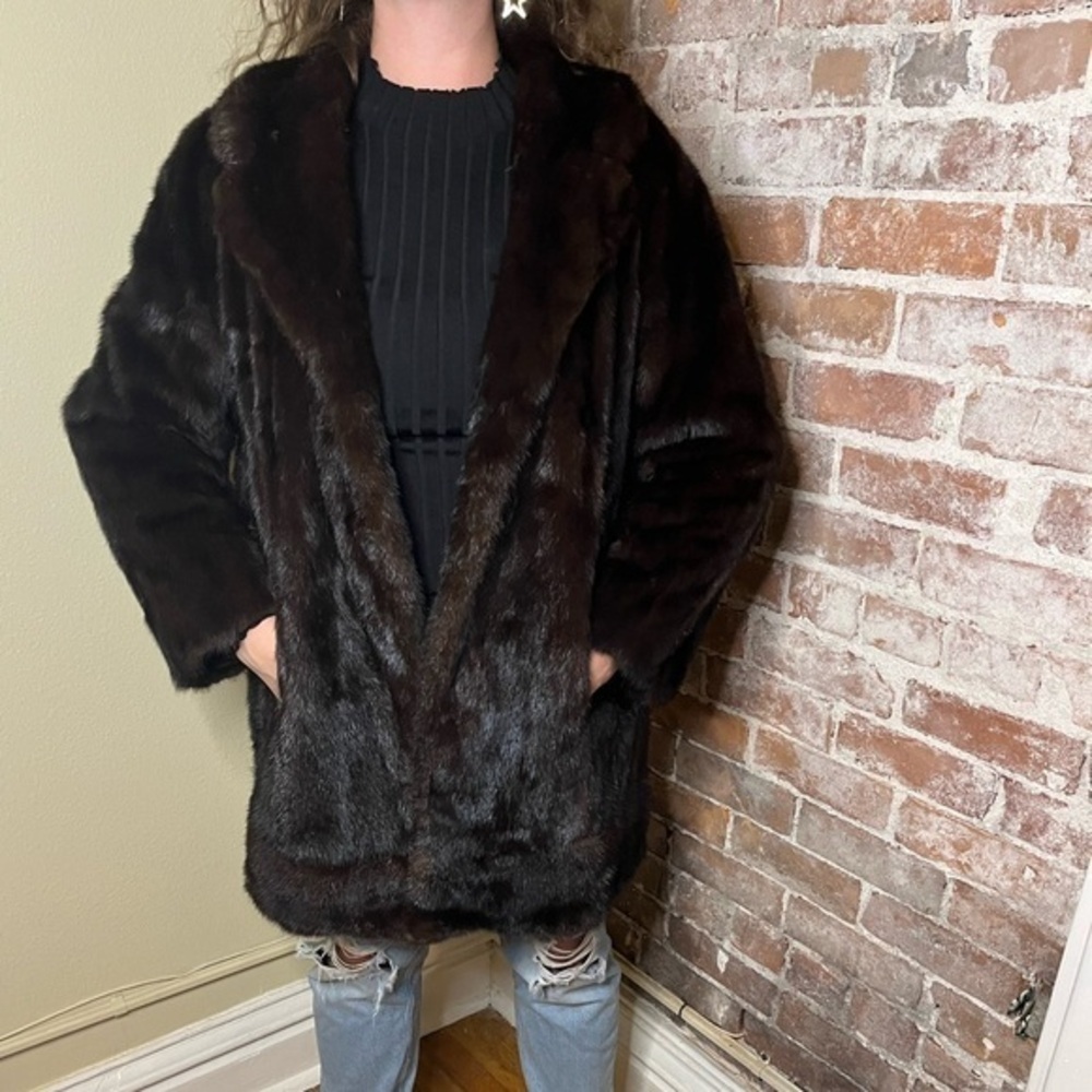 King Furs Memphis Authentic Mink Vintage Fur Coat Oleg Cassini Women’s M-L